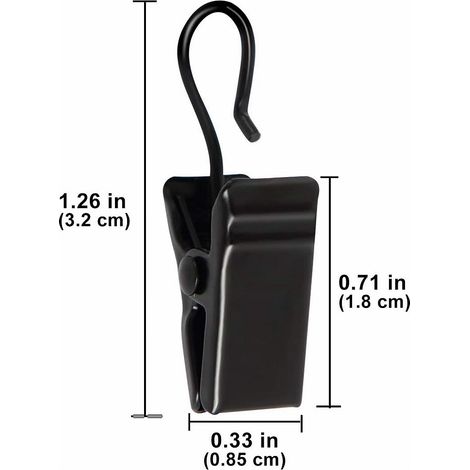 Schwarze Edelstahl-Klammerhaken als Ersatzteile, Verschleißteile für Gardinen (20 Stück) (1/5)