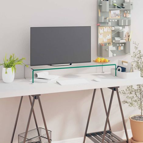 vidaXL Meuble TV/pour moniteur 90x30x13 cm verre transparent (1/5)