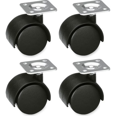 Juego de 4 ruedas giratorias negras para sillas y muebles. (1/5)