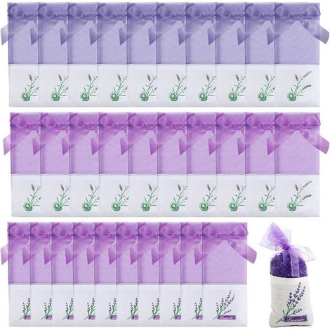 30 Sachet Lavande Vide, Sachets Lavande en Organza, Sacs Vides en Coton Violet, Sachet Tissu pour Lavande avec Cordon de Serrage (1/4)