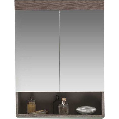 Matelpro - Armoire de toilette contemporaine Cooper - Moderne & Design -Gris - Trois étagères -Types de portes: Battantes
