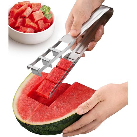 Taglia anguria, nuovo taglia anguria in acciaio inox, coltello per anguria veloce e sicuro, divertente coltello per frutta e verdura, trapano per insalata di anguria, adatto per utensili da cucina
