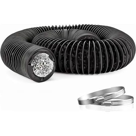 Gaine Vmc 80mm Tuyau Evacuation Seche Linge 6m Tuyau de Chauffage Flexible PVC Gaine de Ventilation en Aluminium avec 2 Colliers de Serrage en Acier (1/5)