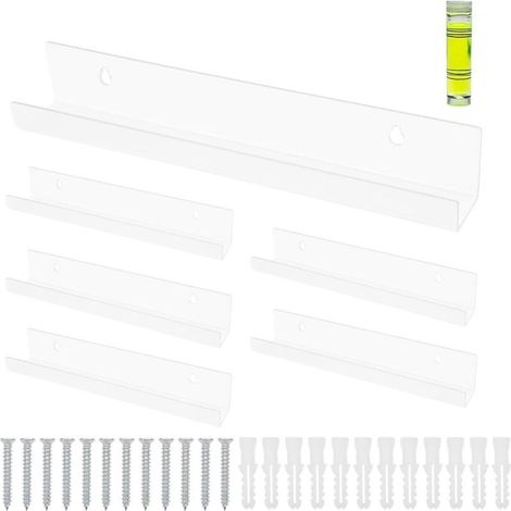 Set di 6 mensole in acrilico per dischi in vinile, da parete, 30,5 x 4,5 x 4,5 cm, mensole da parete per camera da letto, porta dischi, porta dischi in vinile da parete, per esporre i tuoi LP preferit (1/5)