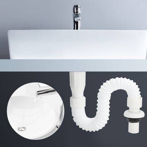 Lot de 2 tuyaux d'évacuation flexibles à clapet pour lavabo de salle de bain (1/5)