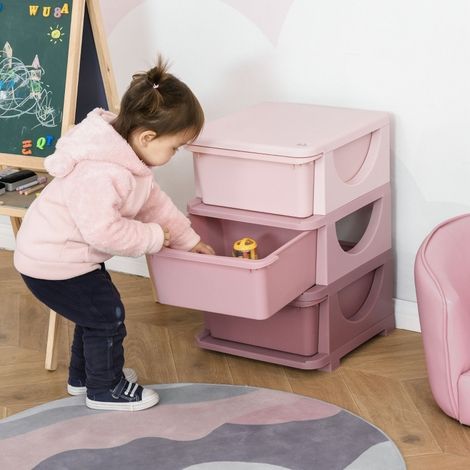 MEUBLIV Cómoda infantil 37x37x56,5 cm rosa - almacenaje de 3 niveles, sin colchón (1/5)