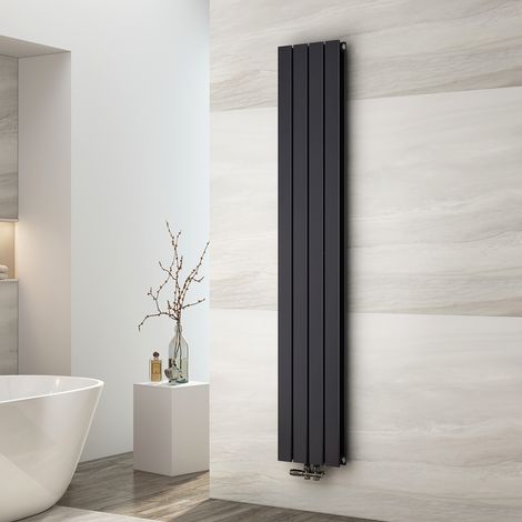 EMKE Radiateur à Eau Chaude, Radiateur plat Double couche connexion centrale, Montage mural vertical design, Anthracite 180x30cm