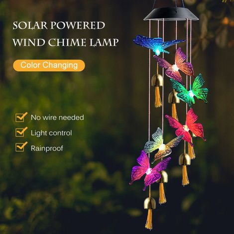 Carillon Solaire aux Papillons Colorés - Mobile Suspendu pour Maison, Jardin, Cour, Fenêtres (1/5)