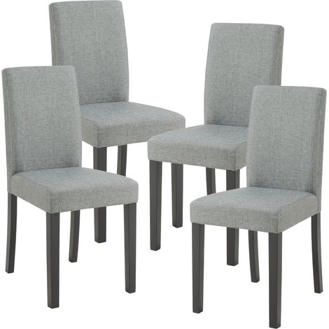 Set Hamburg di 4 Sedie Imbottite da Sala con Rivestimento in Tessuto Grigio Chiaro [en.casa]