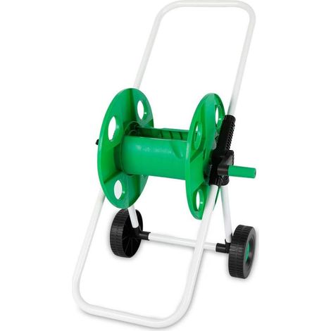 Enrouleur de tuyau d'arrosage 1/2" - Vert - 50 m - Sans tuyau - Pour jardin, camping, balcon (1/5)