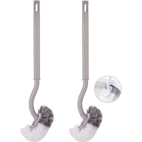 Brosse WC,Brosse de Toilette,Brosse de Toilettes à Manche Long Plastique,avec des Poils Solides pour Le Ménage des Toilettes-2pcs (1/4)