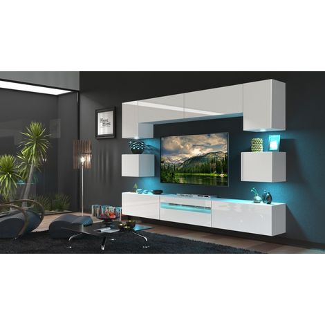 Ensemble meuble TV NEXT 1 BESTA N1-GAN1-17W-HG21-1B blanc brillant 257 cm (1/2)