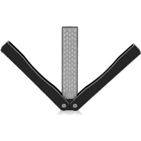 Messerschärfer mit 400/600er Körnung, doppelseitiger, klappbarer Diamant-Schärfstein für Outdoor-Aktivitäten wie Camping, Garten und Küche (schwarz) (1/5)