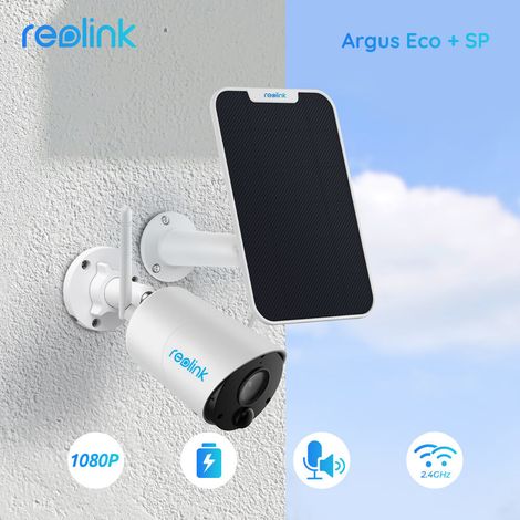 Reolink videocamere di sorveglianza per interni e esterni, Argus Eco 1080p telecamera da esterno a batteria+Pannello Solare, Rilevazione di Movimento PIR, Audio a 2 Vie, Visione Notturna, Compatibile  (1/5)
