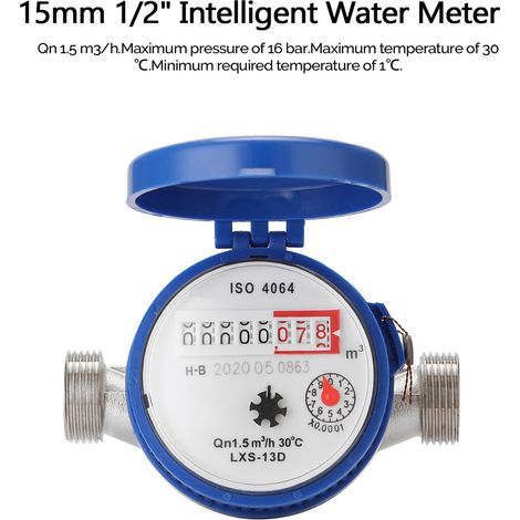 Compteur d'eau numérique mécanique Intelligent 15mm 1/2" - Classe B, avec afficheur rotatif et filtre intégré (1/5)