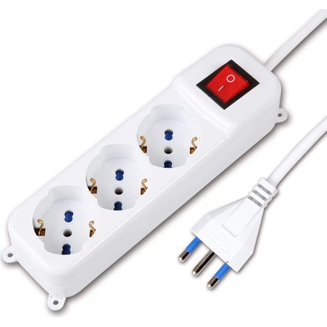 Bloc multiprise électrique avec 3 Places Schuko avec Interrupteur pour allumage (1/5)