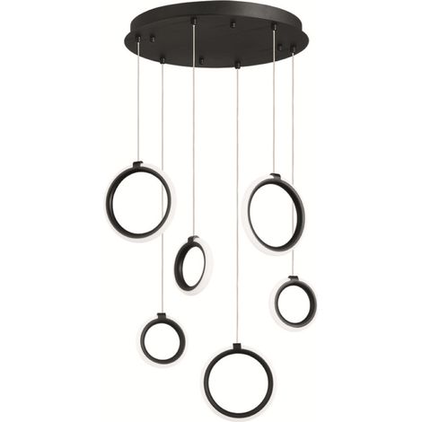 Lampada a sospensione in metallo verniciato 6 Luci NERO 45 cm a Led PINTA (1/3)