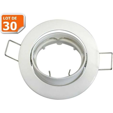 Lot de 50 supports encastrable aluminium orientable blanc Dia 81mm (1/4)