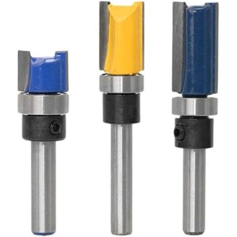 3pcs 6.35mm Tige Flush Garniture Routeur Bit Avec Bas Roulement Fraise à Copier Fraise Pour Menuiserie-Lame de Coupe 11.9, 20mm, 25mm (1/4)