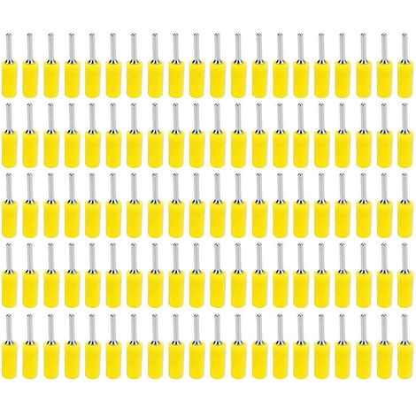 100 fiches bananes mâles, nickelées, en laiton, droites, pour plaques à ressort internes, J.10001, 2 mm, jaunes (1/4)