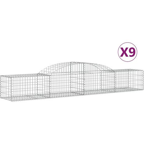 Paniers à gabions arqués 9 pcs  Mur en gabion 300x50x40/60 cm fer galvanisé