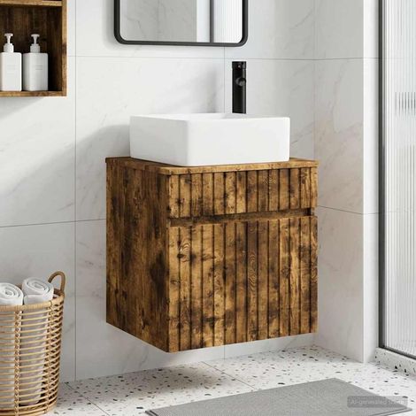 vidaXL Mobile lavabo da parete Rovere Fumo 49 x 41 x 63 cm
