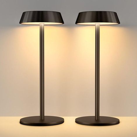 Lampada da tavolo a LED senza fili con controllo touch, 3 colori, dimmerabile, portatile e ricaricabile, confezione da 2, per camera da letto e soggiorno. (1/5)