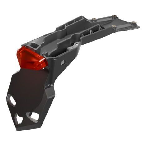 Guardabarros trasero RACETECH (RTECH) 2025/12 con soporte para matrícula de competición (ángulo de 30 grados) para Surron Ultra Bee '23-'26 y Talaria Sting MX4/MX5 '23-'26, color negro.