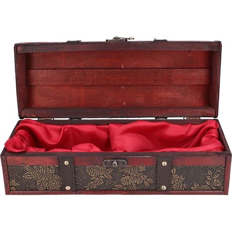 Weinflaschenbox aus Holz, europäischer Retro-Stil, bedrucktes Muster, Geschenkbox zur Aufbewahrung von Alkohol (1/5)