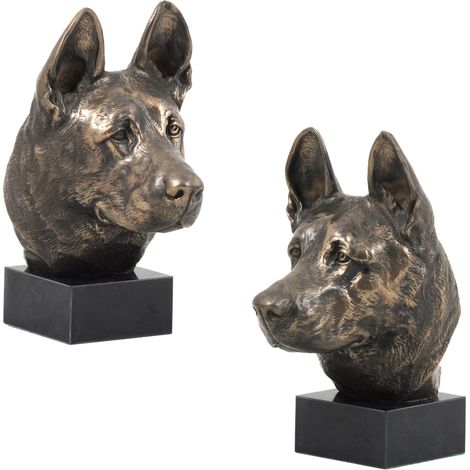 Pastor alemán, alsaciano - estatuilla de perro, busto sobre una base de piedra, escultura, trofeo para una exposición canina de Art-Dog (1/5)