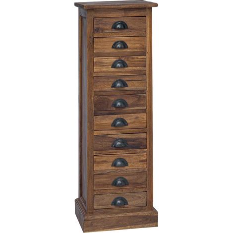 Kommode mit Schubladen Natur 35 x 30 x 110 cm Massivholz Teak vidaXL
