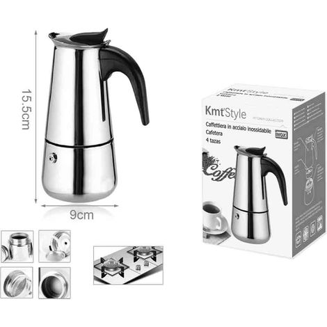 Caffettiera In acciaio Inossidabile 4 Tazze Alta 15,5cm (1/3)
