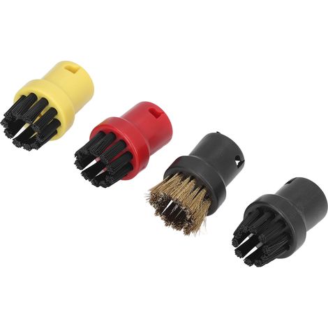 Ortviai Brosse ronde pour nettoyeur vapeur Kärcher SC1/SC2/SC3/SC4/SC5/SC7 – 4 pièces, ABS/nylon, noir/rouge/jaune/cuivre (1/4)