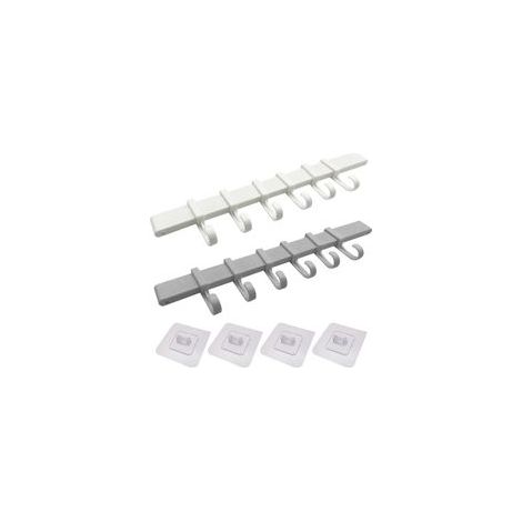Lot de 2 supports muraux pour ustensiles de cuisine, sans perçage, fixation murale, crochets adhésifs avec 6 crochets coulissants (1/5)