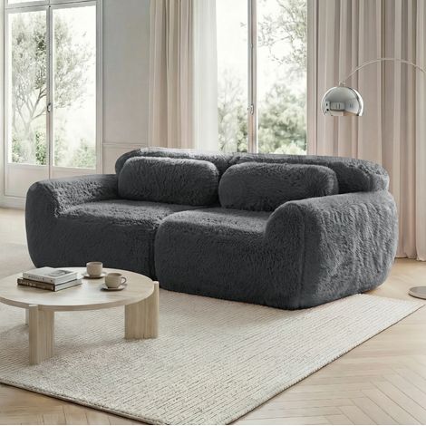 Modulares Sofa rahmenlos aus Plüschstoff in Grau OKMYHOME (1/5)