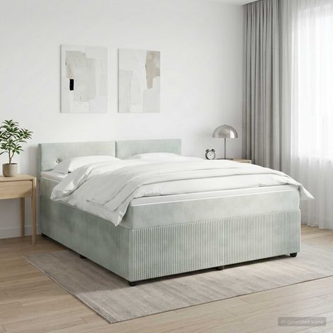vidaXL Lit boxspring avec matelas Gris clair 140 x 190 cm Velours (1/5)