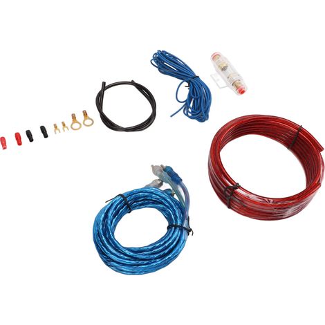 Kit de câblage pour amplificateur de voiture de calibre 8 avec câble d'alimentation et câble audio RCA pour haut-parleur et subwoofer de voiture (1/5)
