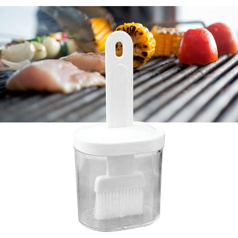 Goupillon en silicone intégré pour bouteille d'huile d'olive, distributeur d'huile d'olive avec goupillon en silicone pour la cuisine, la pâtisserie, le barbecue et les conserves (blanc). (1/5)