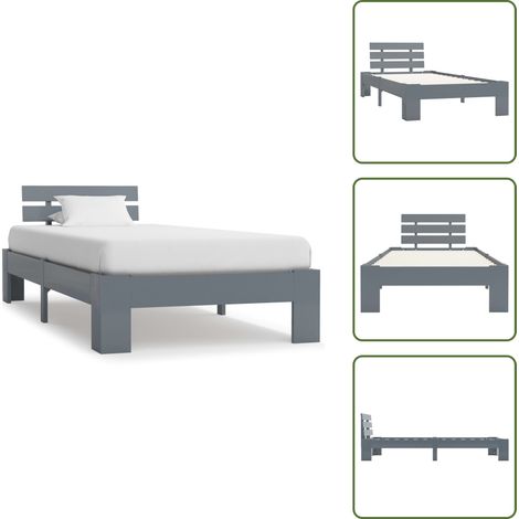 Cama de pino - vidaXL Estructura de cama sin colchón madera de pino gris 100x200 cm - Cama gris