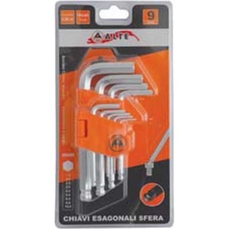 2BL CHIAVI MASCHIO ESAGONALI BALL POINT TIPO CORTO CROMO VANADIO SR. 9 PZ.