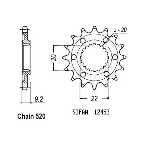 Pignon de sortie de boite Sifam pour Moto Kawasaki 250 Kx-F 4T