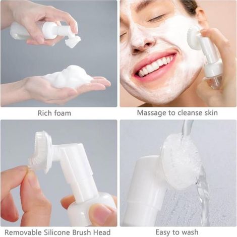 Flacon Distributeur À Pompe - 100 ml Et 150 ml - Pour Savon Moussant Et Produits Liquides - Lot De 2 Avec Brosse En Silicone (1/5)