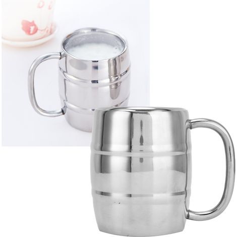 Tasse à bière isotherme 300ml en acier inoxydable 304 double paroi avec poignée pour bar à domicile (1/5)