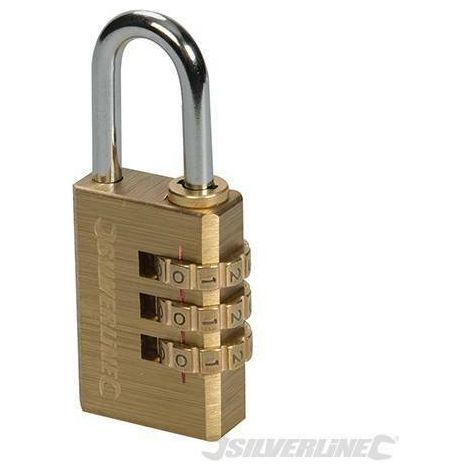 Lucchetto in ottone con solido corpo in acciaio combinazione a 3 cifre silverline