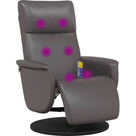 Fauteuil de massage inclinable en similicuir gris avec repose-pieds (1/5)