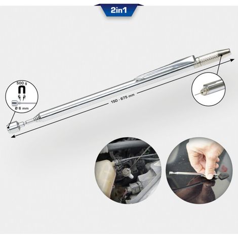 BRILLIANT TOOLS 2in1 Outil magnétique télescopique avec nettoyage des buses de lave-glace et outil de réglage - BT115903 (1/5)