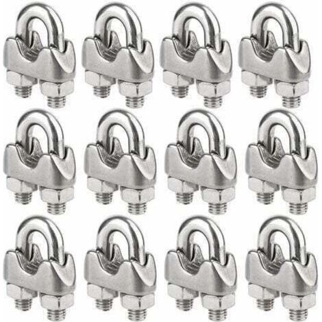 Set of 12 Stainless Steel U-bolt Cable Clamps for 5mm Diameter Wire Rope (M5) TRIMEC (1/5)