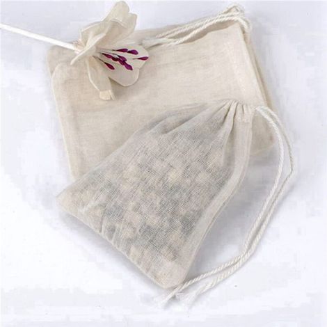 Lot de 250 Sacs en Coton avec Cordon de Serrage, Sacs en Mousseline, Sachets de Thé (4X3 Poues) (1/4)