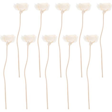 12 Bâtonnets Diffuseurs en Rotin Beige Têtes de Fleurs Artificielles, Légers et Poreux, pour Diffusion de Parfum et Décoration Élégante Salons et Salles de Bain (1/5)