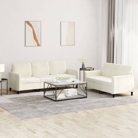 2-tlg. Sofagarnitur Creme Samt (1/5)